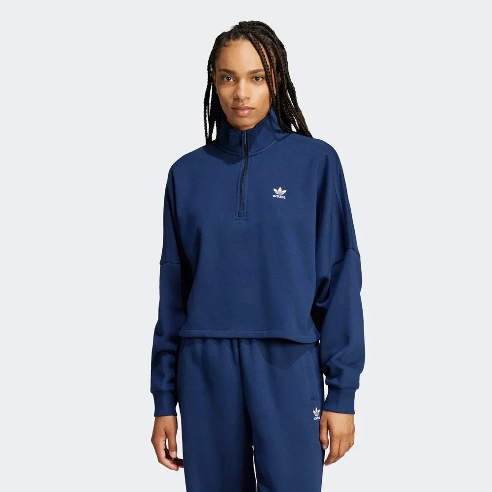 Adidas Originals Women's Fleece Sweatsuit 1/4-zip Shirt & Flared Pants Lg NWT - Picture 1 of 11